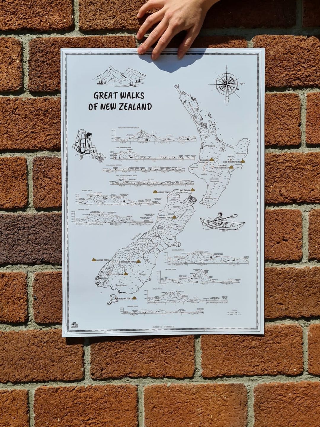 Customer photo review of Great Walks Of New Zealand Scratch Map - A2 size