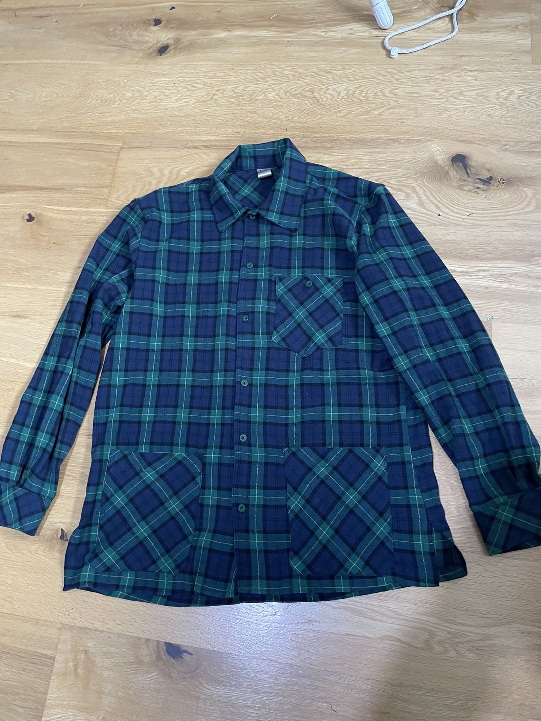 Customer photo review of Navy and Green Tartan Brushed Cotton Fabric