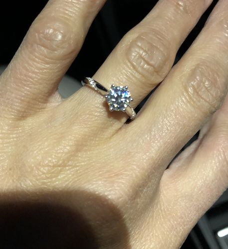 Customer photo review of Moissanite Series Fashion Six Prong Sterling Silver Ring