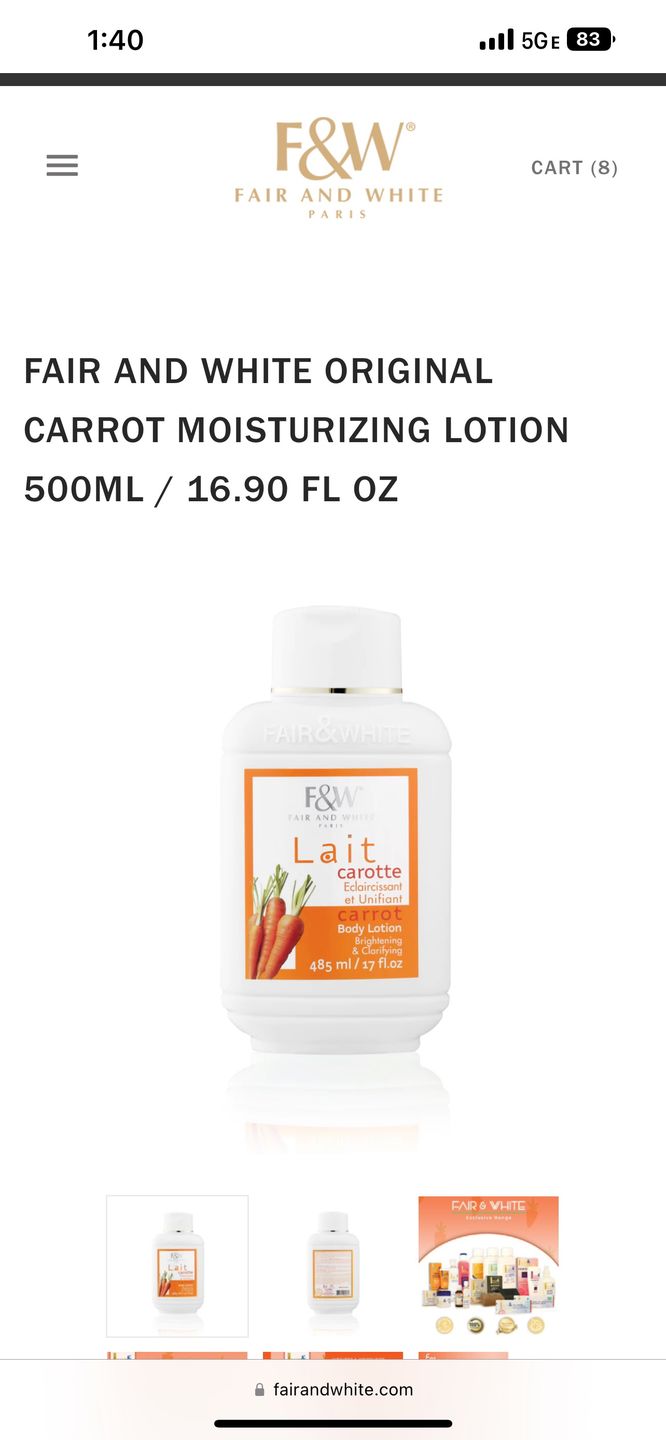 Customer photo review of Fair and White Original Carrot Moisturizing Lotion 500ml / 16.90 fl oz