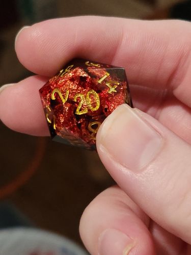 Customer photo review of Sharp Edge Black Red Resin DnD Dice Set All Number Dice