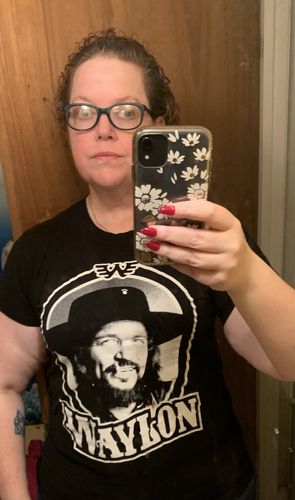 Customer photo review of Waylon Jennings Tour '79 Women's Shirt (Black)