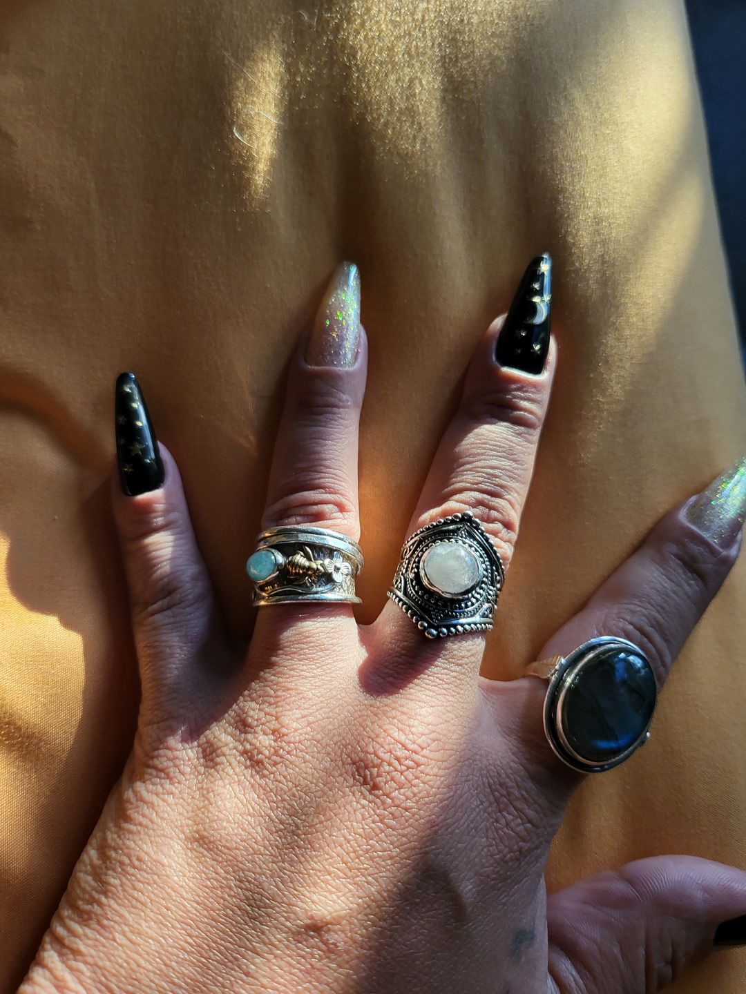 Customer photo review of Sterling Silver Boho Ring with Moonstone