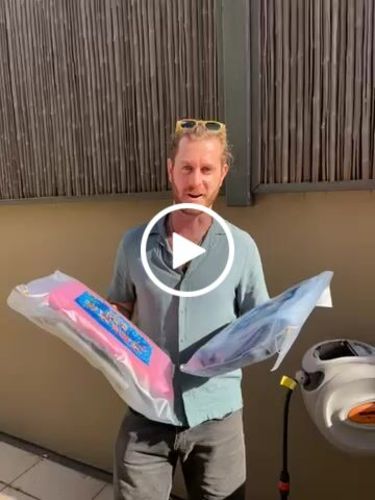 Customer video review of Blue Bayou - with attachable waterproof phone sleeve and inflatable drink holder.