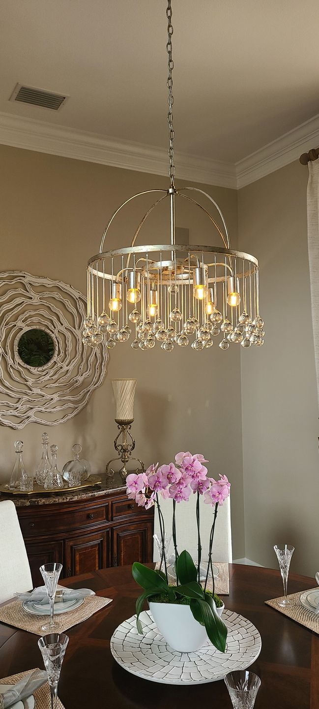 Customer photo review of Shabby Chic Crystal Raindrop Chandelier