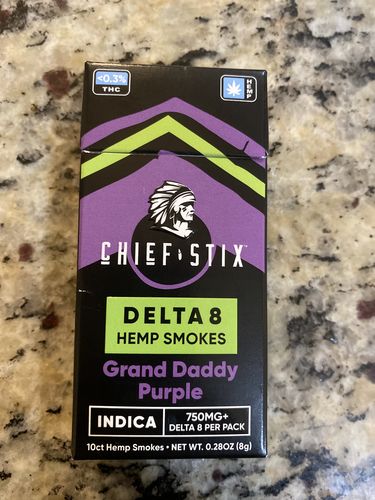 Customer photo review of CHIEF STIX DELTA8 HEMP SMOKES - INDICA GRAND DADDY PURPLE (10CT - 750MG PER PACK)