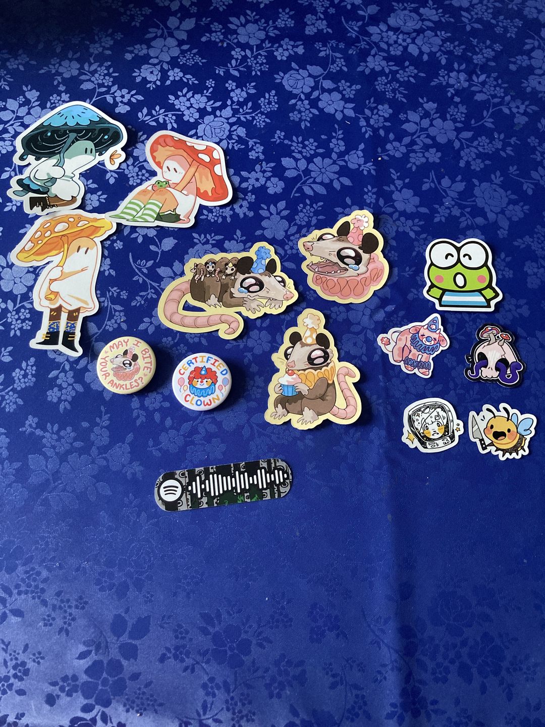 Customer photo review of Sad Party Opossum Stickers!