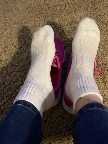 Customer photo review of Wide non-binding Bamboo diabetic socks, seamless toe, air vent with cushion sole, 6 pairs