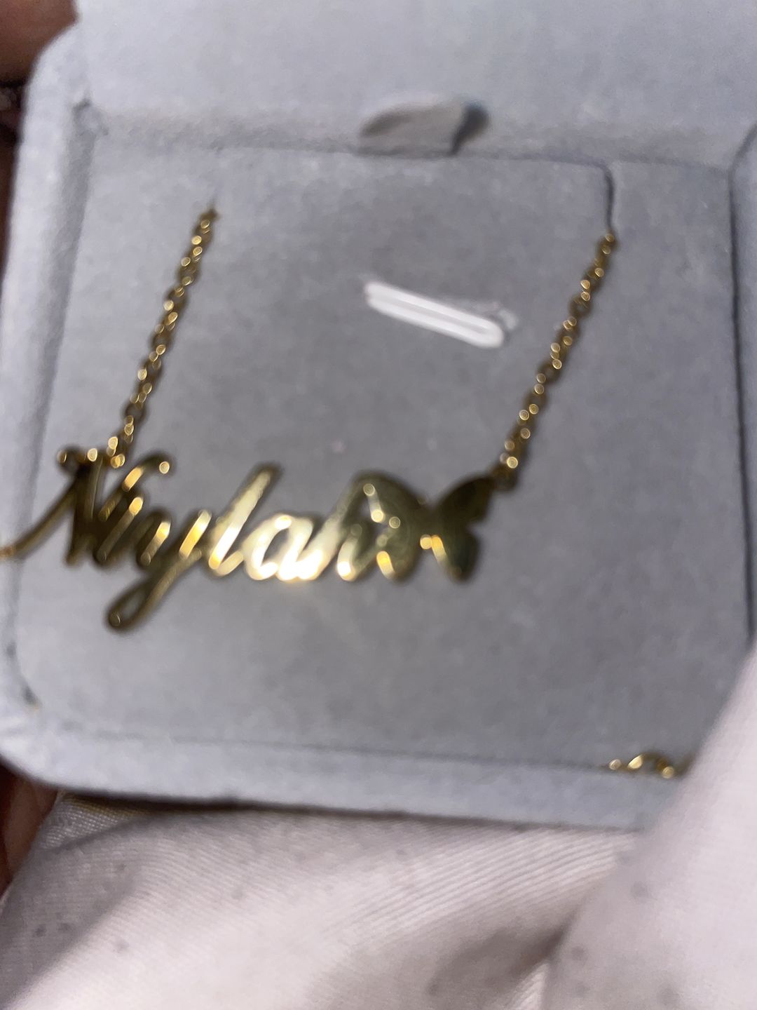 Customer photo review of Butterfly Name Necklace