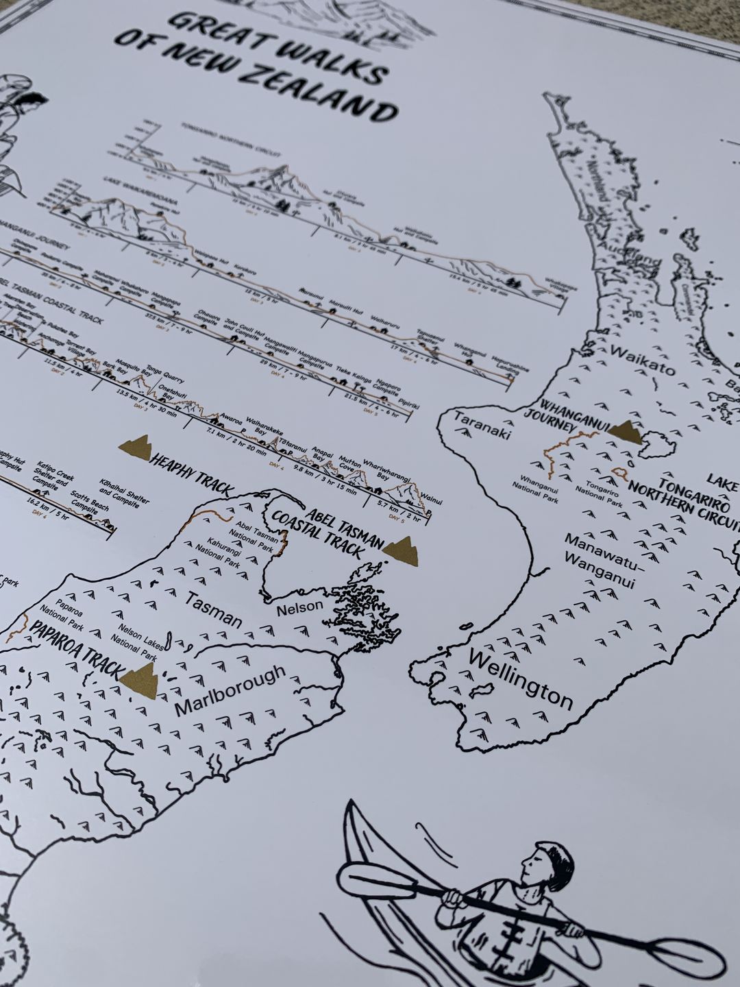 Customer photo review of Great Walks Of New Zealand Scratch Map - A2 size