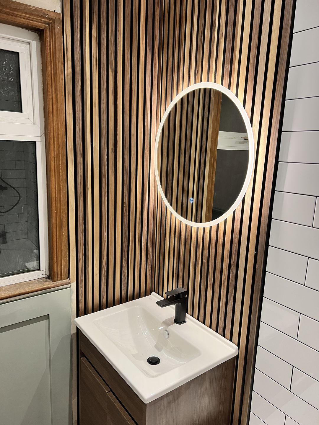 Customer photo review of SlatWall Acoustic Deep Walnut