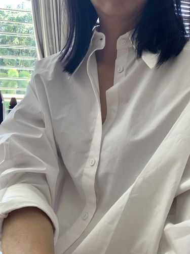 Customer photo review of Off-Shoulder Sleeve Shirt Collar Shirt