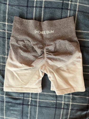 Customer photo review of Soft Grey Ombré Contour Scrunch Butt Biker Shorts