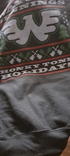 Customer photo review of Waylon Jennings Honky Tonk Holidays 2022 Christmas Sweatshirt