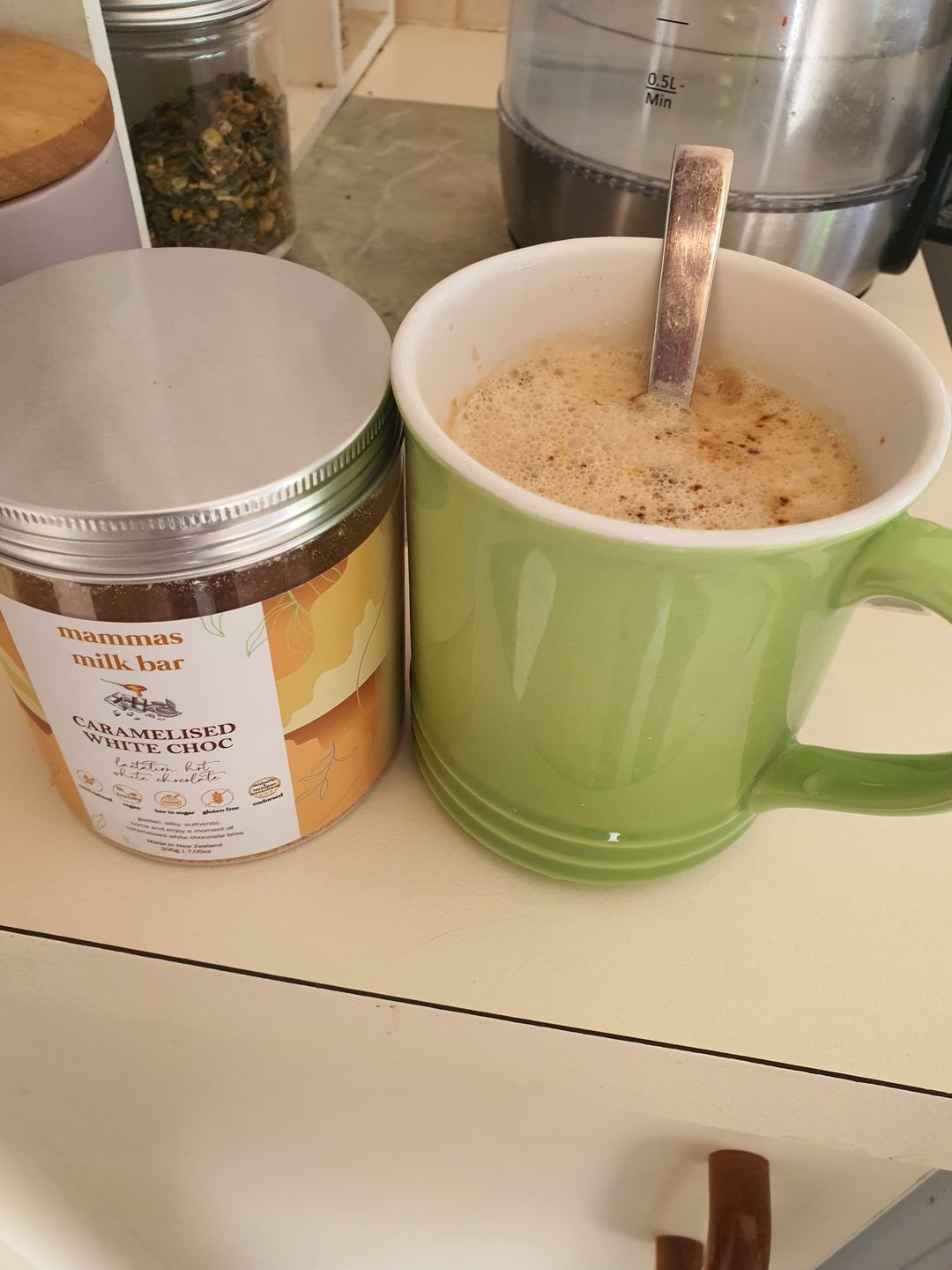 Customer photo review of Lactation Caramelised White Hot Chocolate
