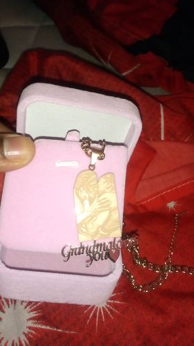 Customer photo review of Lovers Charm™ 18K Custom Engraved Necklace