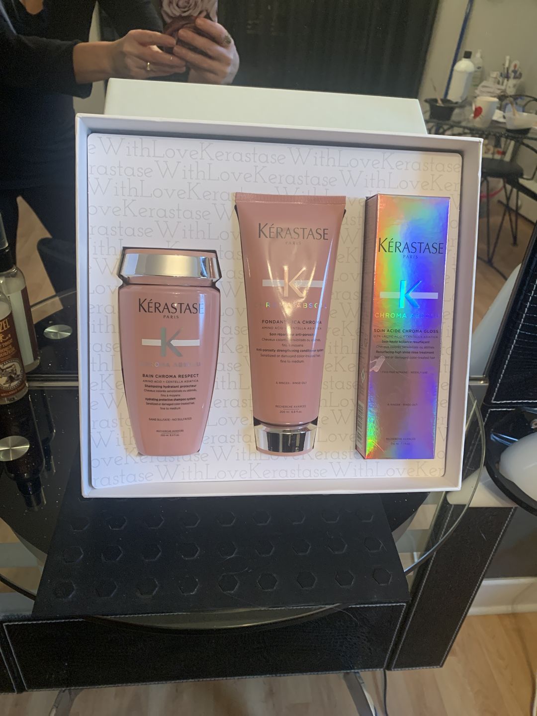 Customer photo review of Coffret Noël Kérastase : Chroma Absolu gloss (cheveux fins)