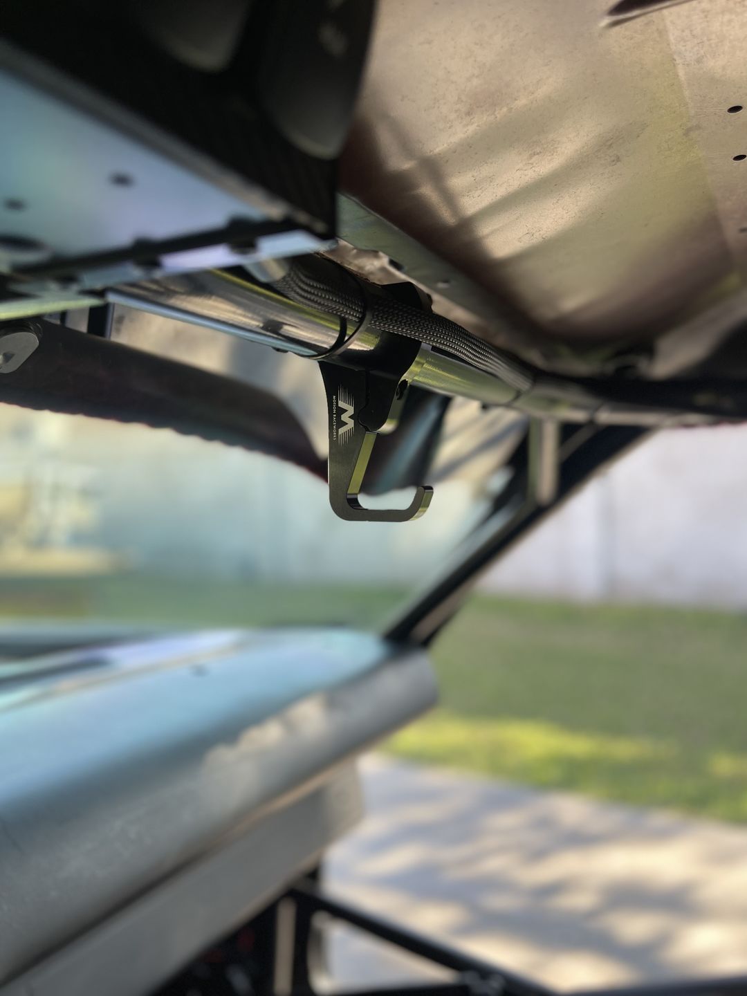 Customer photo review of Billet High Clearance Roll Bar Helmet / Steering Wheel Hook 1.625" 43-10001