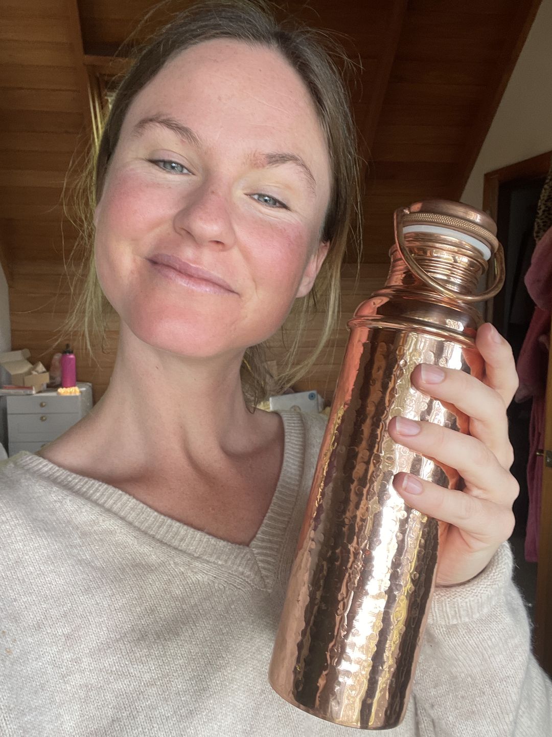 Customer photo review of Copper Water Bottle