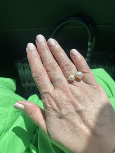 Customer photo review of DOUBLE PEARL RING - GOLD