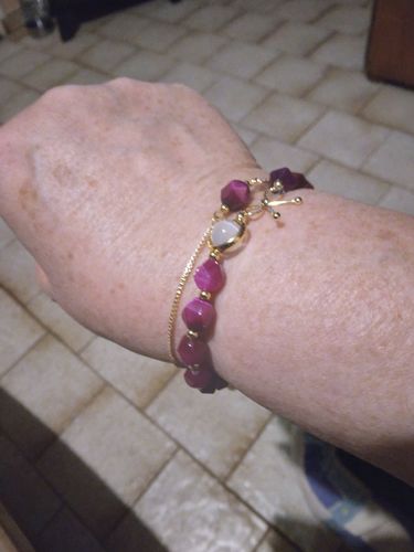Customer photo review of Assortiment de 2 bracelets amour  - Eclat de corindon rouge