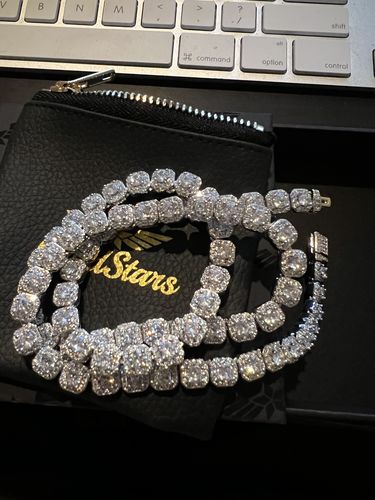 Customer photo review of Micro Clustered Tennis White Gold Chain (7mm)