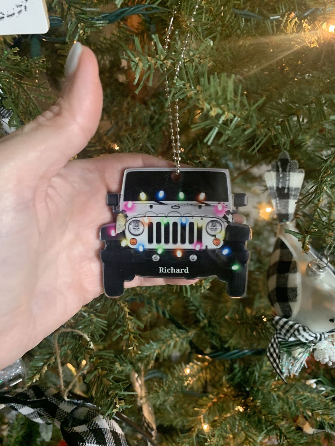 Customer photo review of Personalized Jeep Car Acrylic Christmas Ornament