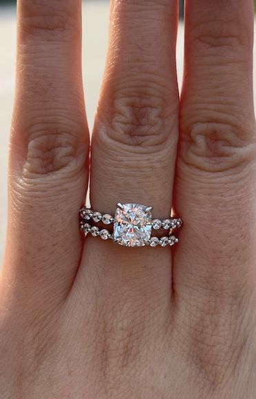 Customer photo review of S925 Exquisite 2.0 Carat Cushion Cut Women's Wedding Ring Set In Sterling Silver