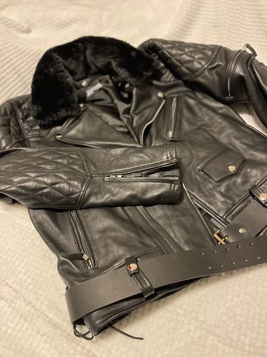 Customer photo review of Leather Uniform Jacket with Back Panel Pad