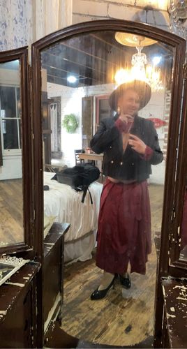 Customer photo review of Mens Pleated Wrap Metal Buttons A-Line Skirt SKUJ32864