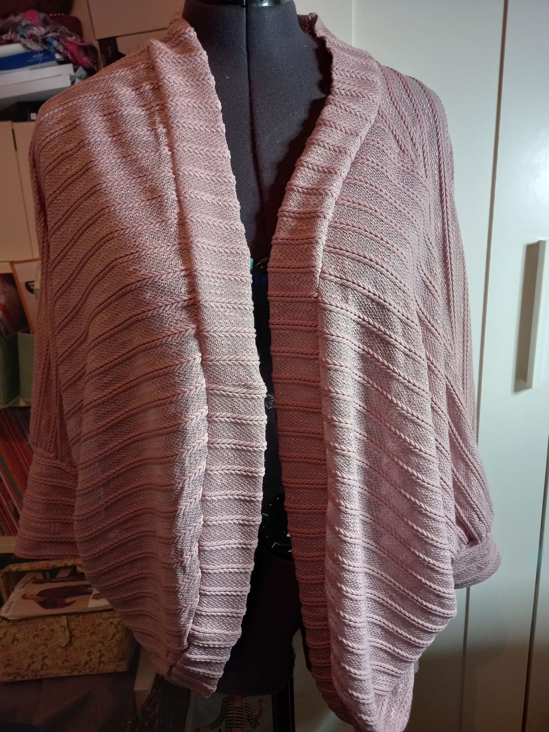 Customer photo review of Dusky Pink Light Weight Cable Knit Fabric