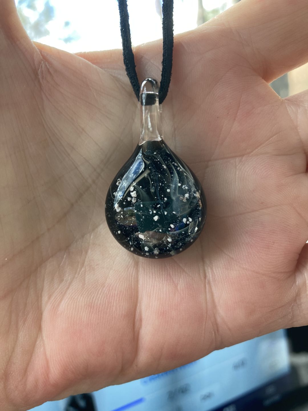 Customer photo review of Ghost Pendant with Infused Cremation Ashes