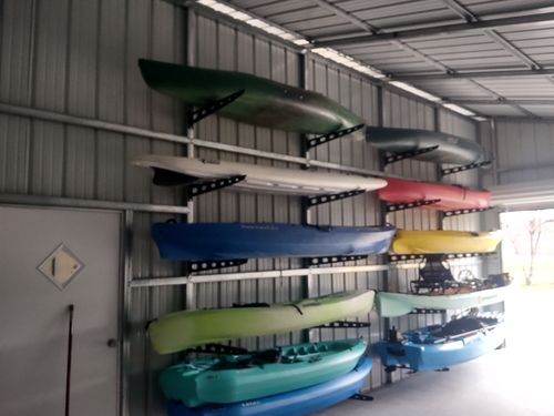 Customer photo review of Wall Mounted Kayak Rack - Made in USA