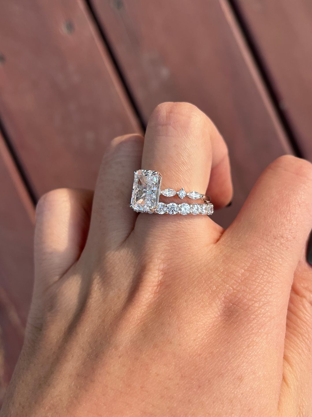 Customer photo review of S925 Sparkle 3.5Ct Radiant Cut Engagement Ring For Women In Sterling Silver