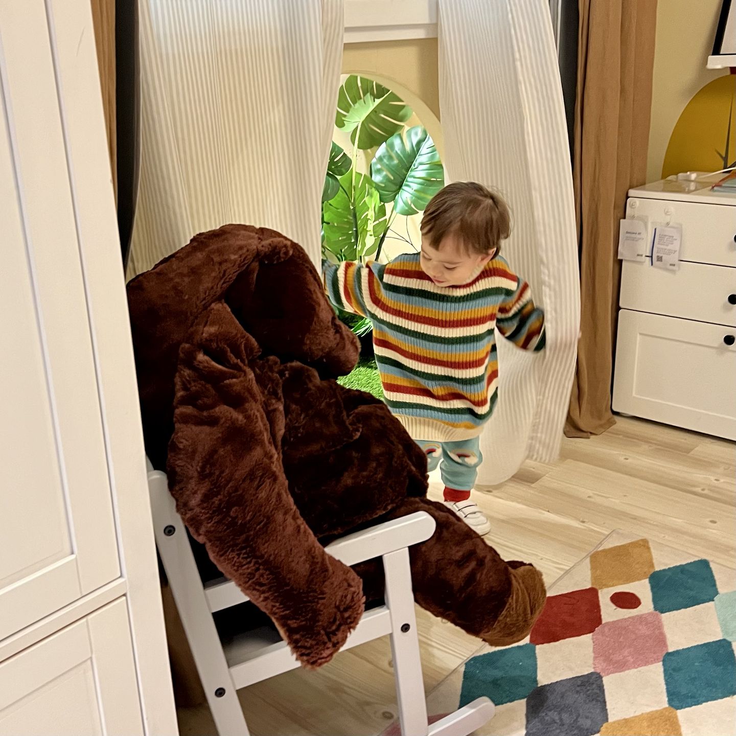 Customer photo review of From One To Another Rainbow Striped Snuggly Knitted Jumper