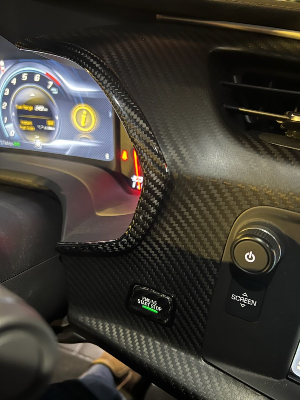 Customer photo review of Carbon Fiber Gauge Bezel Chrome Delete Cover for Chevy C7 Corvette 2014–2019