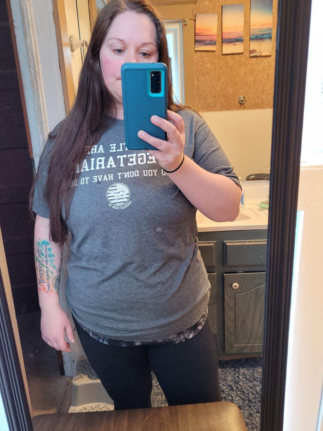 Customer photo review of 'Cattle Are Vegetarian' Grey Tee