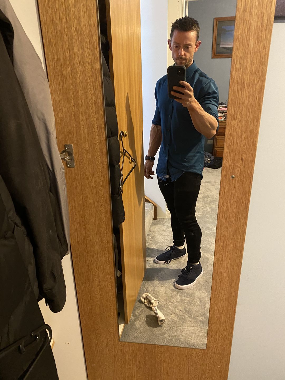 Customer photo review of Bamboo Satin Stretch Shirt - Deep Teal