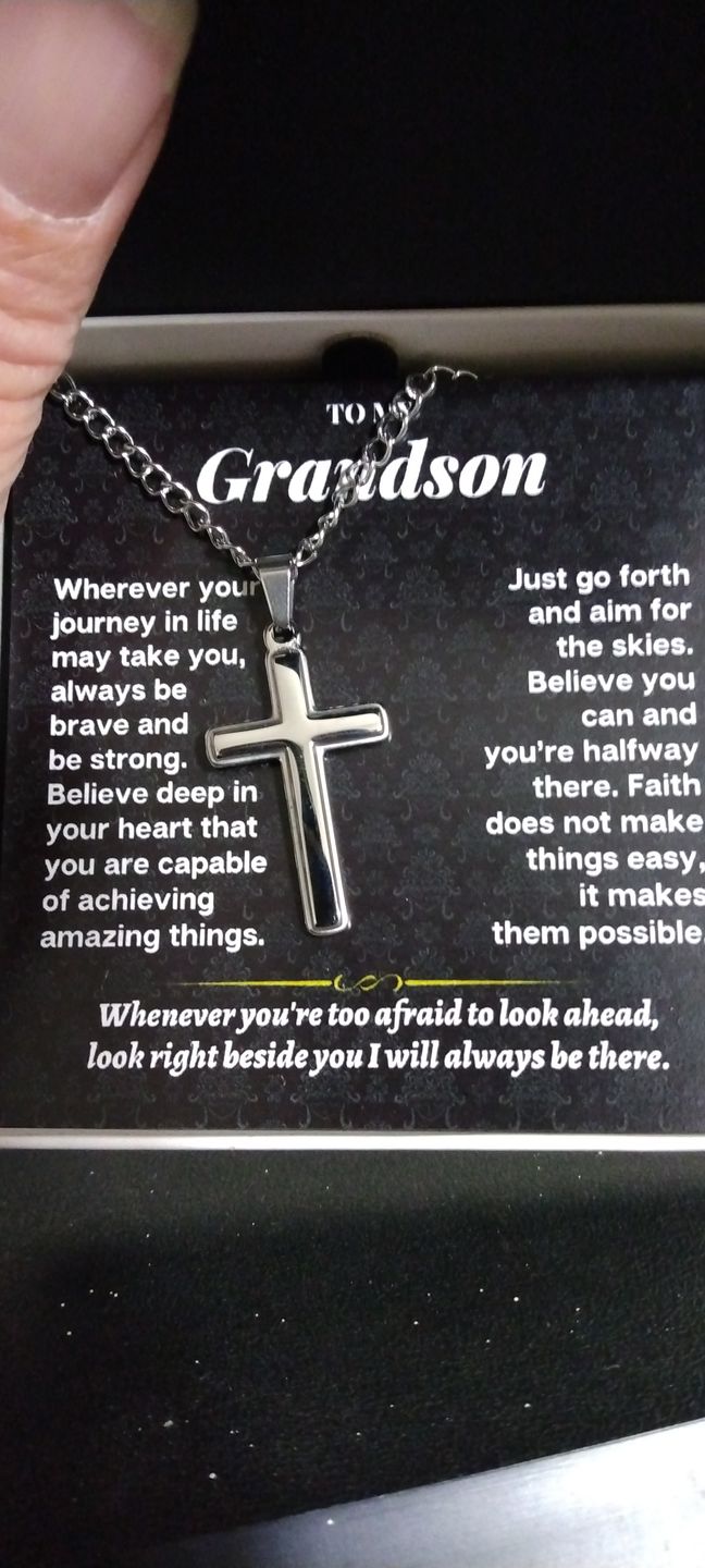 Customer photo review of To My Grandson - Personalized Artisan-Crafted Cross - Gift Set - SS178S