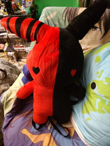 Customer photo review of Rabbit Plush Backpack 24" (RED/BLACK)