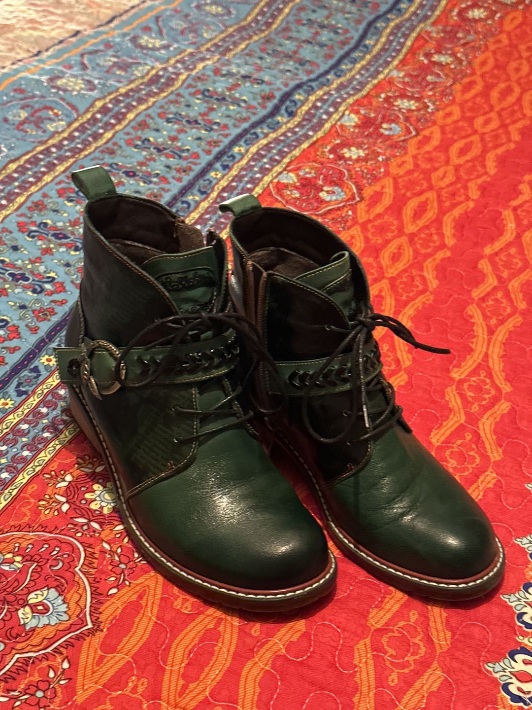 Customer photo review of Retro Casual Style Strap Low Heel Booties