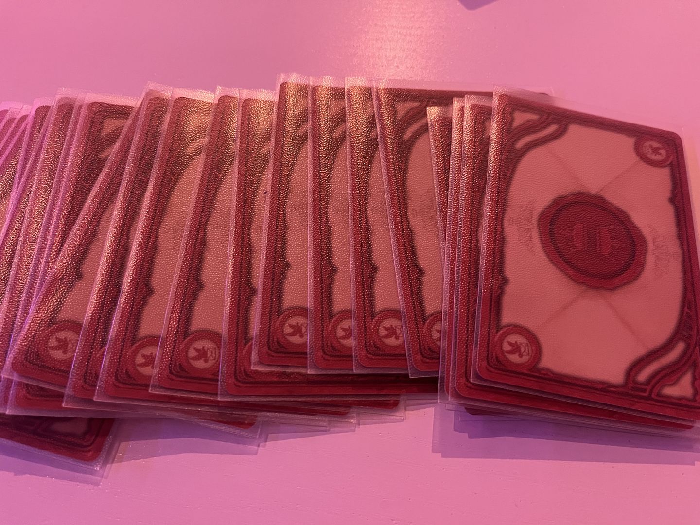 Customer photo review of Clear Matte Standard Size Card Sleeves