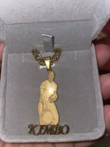 Customer photo review of Lovers Charm™ 18K Custom Engraved Necklace