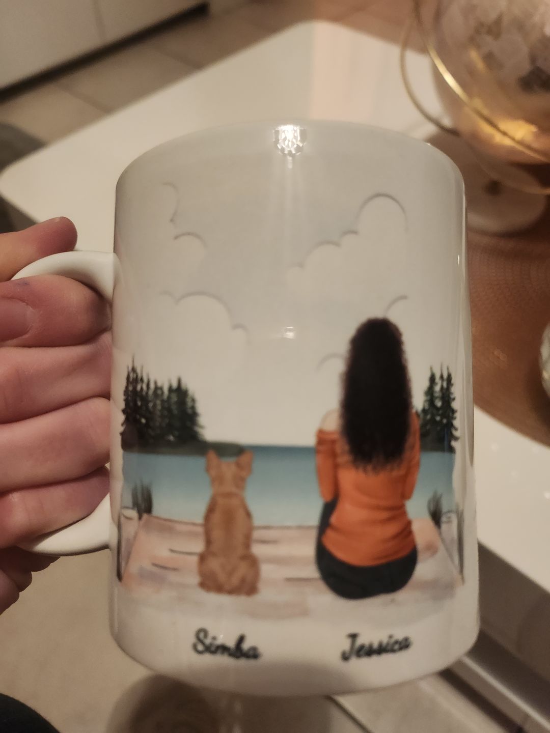 Customer photo review of Femme avec chien - Mug personnalisé