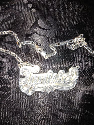 Customer photo review of Personalized Double Plated Name Necklace "Amber" with Figaro chain