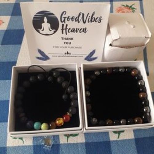 Customer photo review of 7 Chakras Lava Rock Stone Bracelet