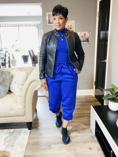 Customer photo review of Terra Paperbag Waist Jogger Set (Blue)