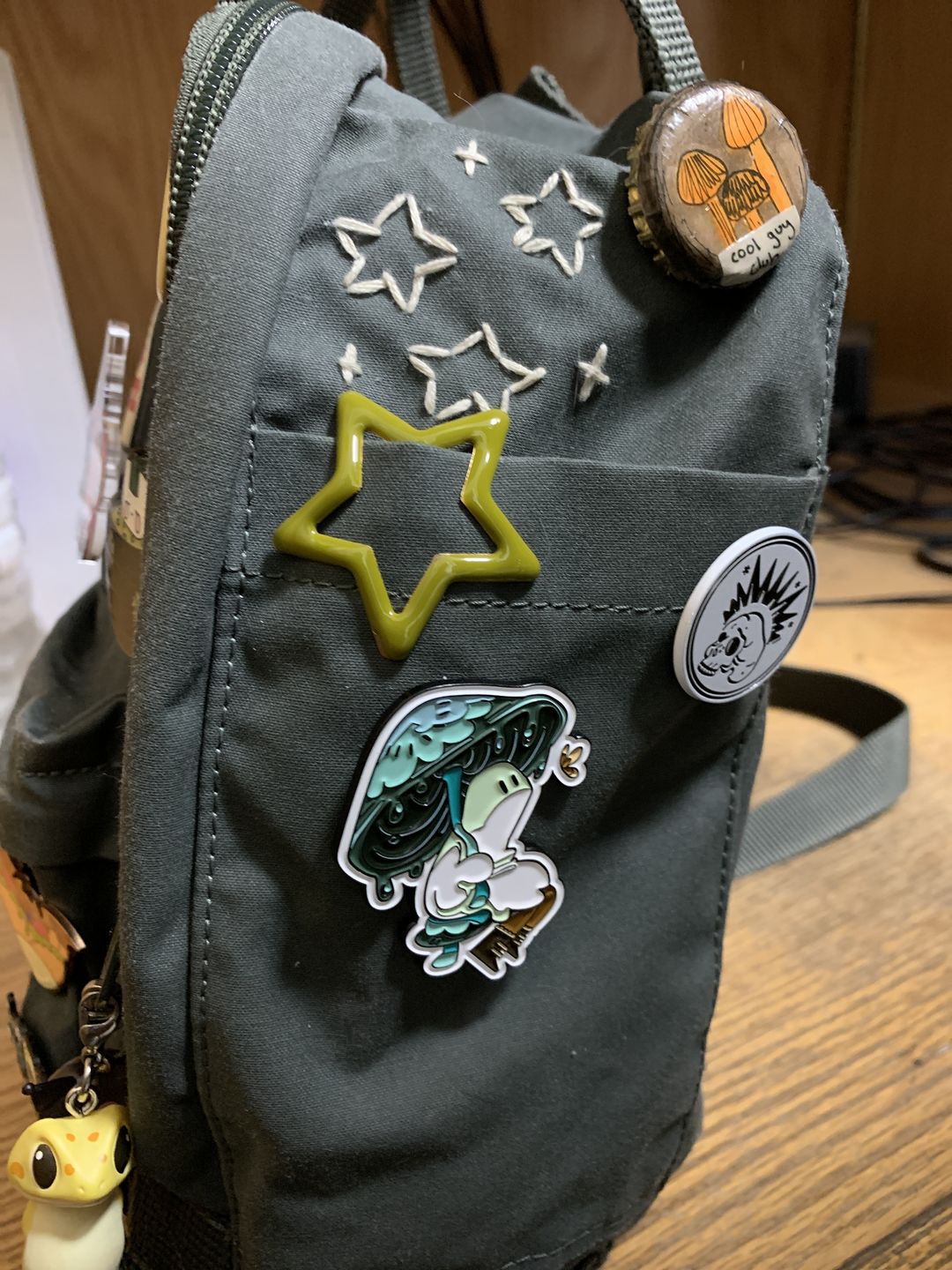 Customer photo review of Blue Mushroom Ghost Enamel Pin 2in
