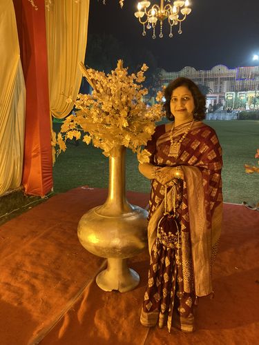 Customer photo review of Rubans 24K Gold Plated Handcrafted Ruby Stone Temple Necklace Set