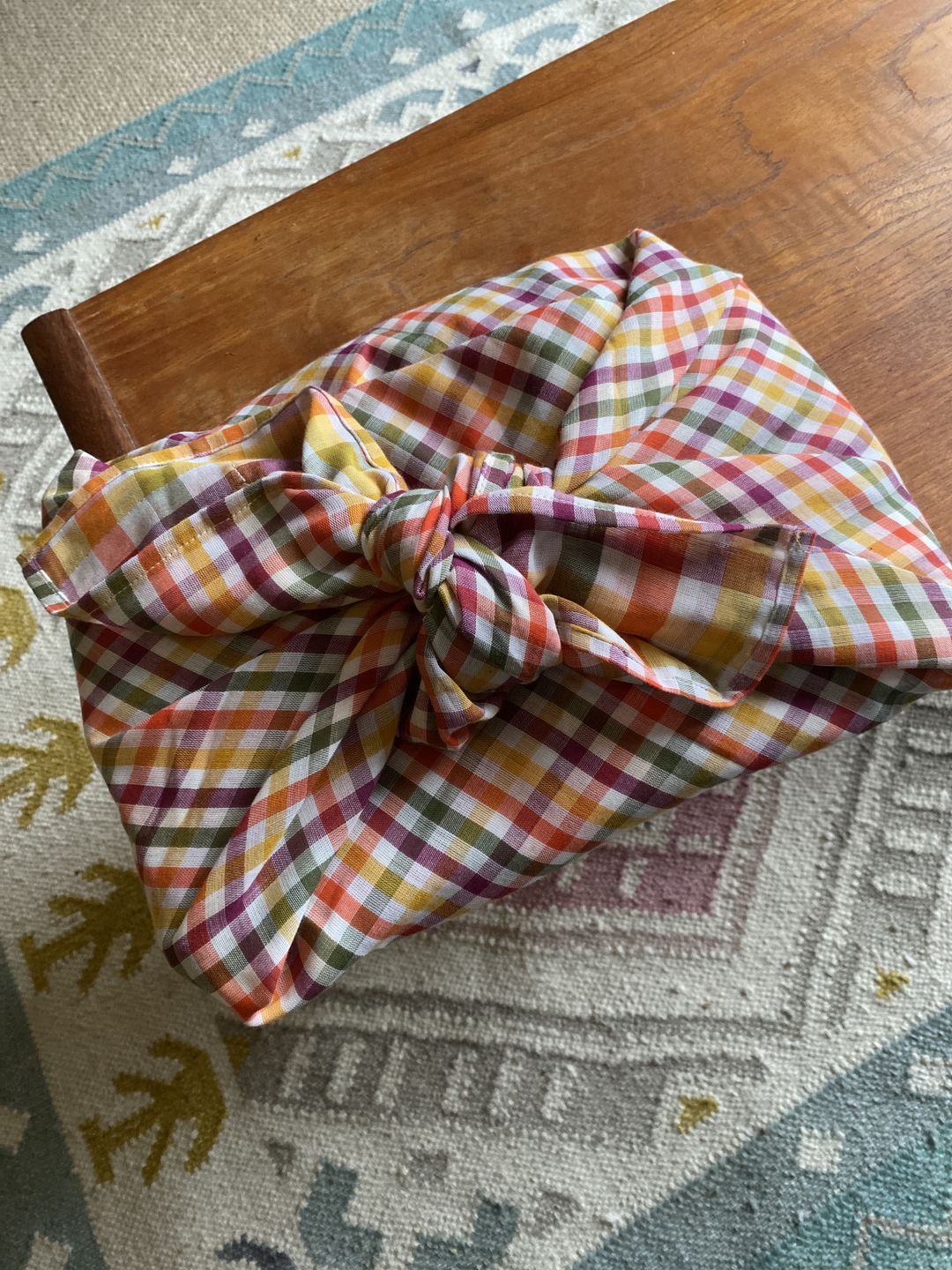 Customer photo review of Winter Check Furoshiki Fabric Wrapping Cloth